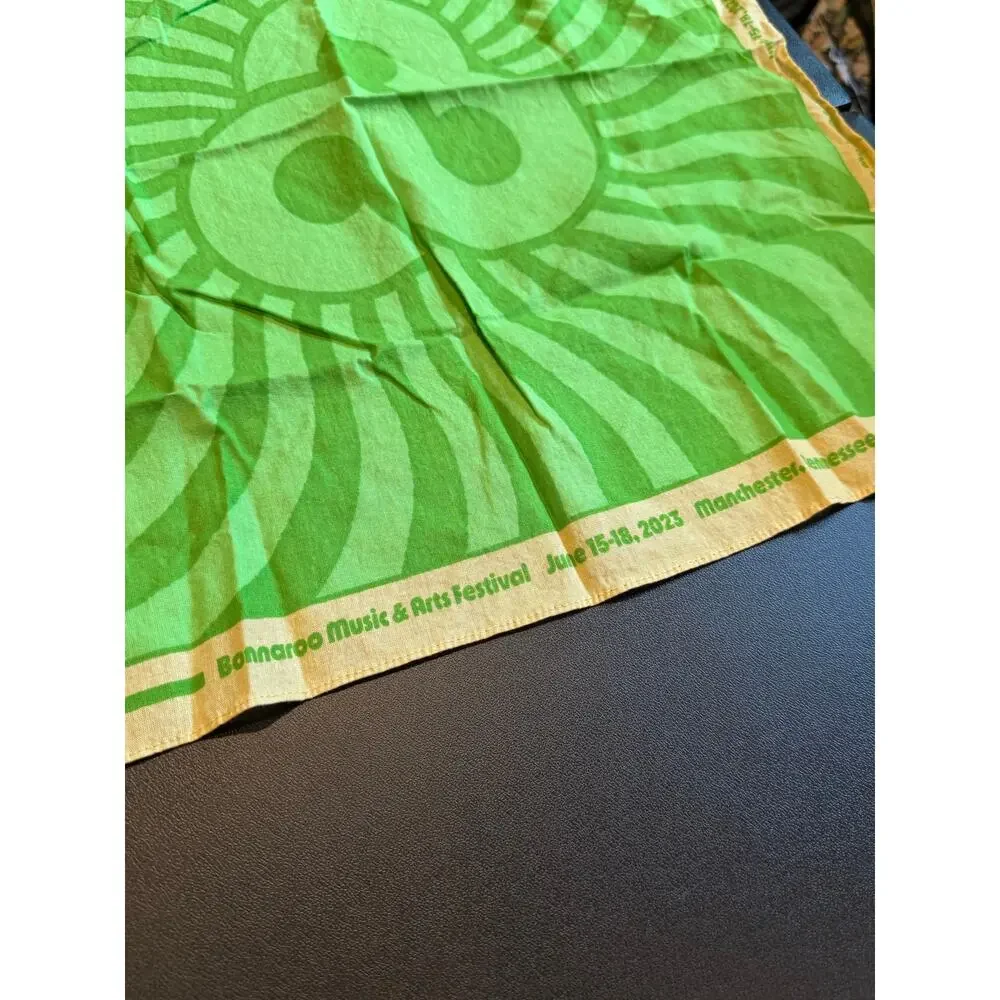 Bonnaroo Music Festival Bandana Scarf Green Retro Hankerchief Festival Merch